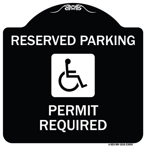 Signmission Reserved Parking Permit Required W/ Graphic Heavy-Gauge Aluminum Sign, 18" x 18", BW-1818-23059 A-DES-BW-1818-23059 - main